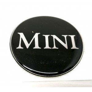 Autocollant rond MINI Noir et Chrome (50mm)-Austin Mini
