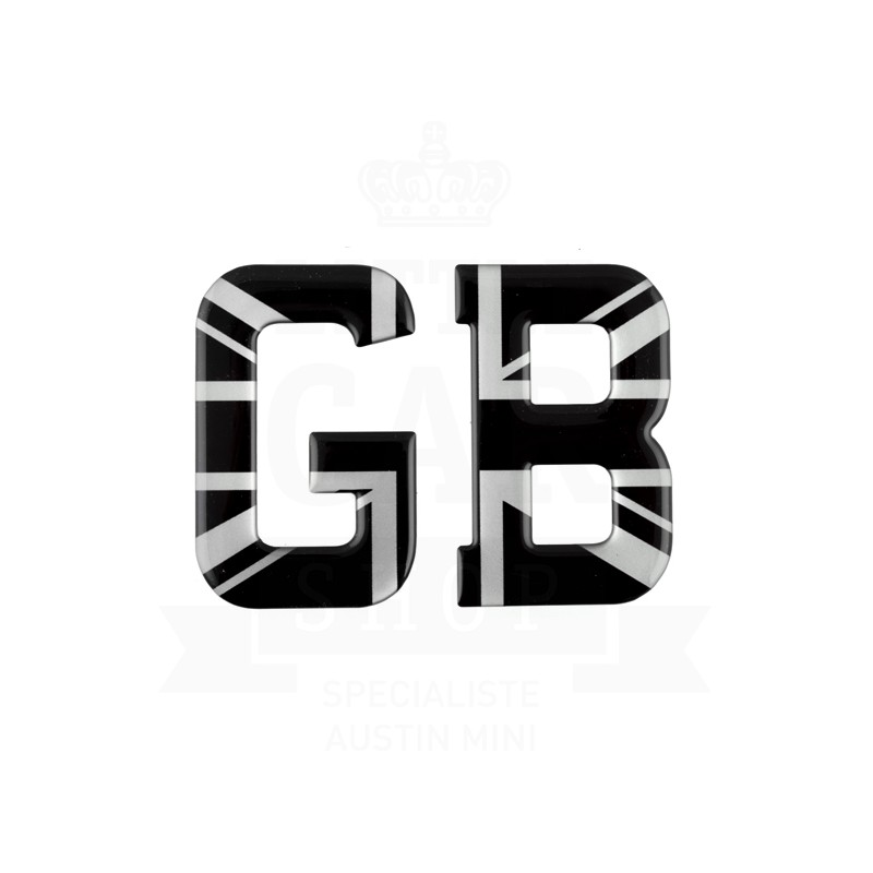 Lettre GB résine Union Jack (noir et gris)-Austin Mini