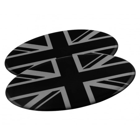 Badge Union Jack Oval (noir et gris) autocollant Résine