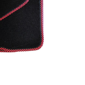 4 tapis de sol Austin Mini - Noir liseré damier rouge voiture ancienne anglaise