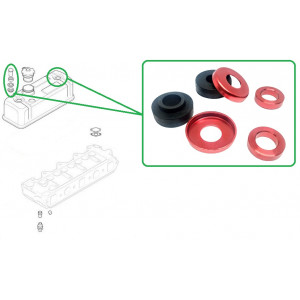 Kit joints/ rondelles/entretoise de cache culbuteur anodisées x 2 - Rouge