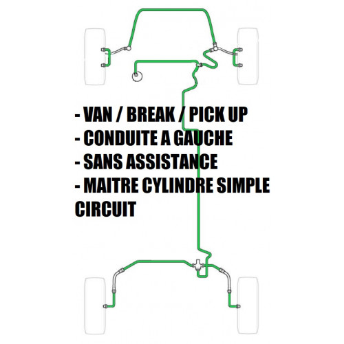 Kit de tuyaux de frein (simple circuit) - Austin Mini - Break/Van/Pickup
