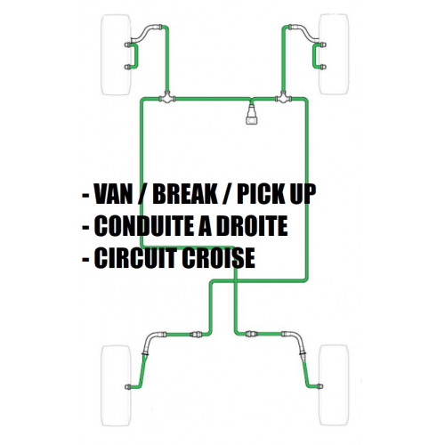 Kit de tuyaux de frein (Simple circuit) - Austin Mini - Break/Van/Pickup