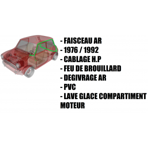 Faisceau électrique arrière MINI de 1976 à 1992 / avec cablage haut parleur