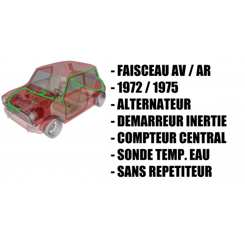 Faisceau électrique MINI de 1972 à 1975 / alternateur