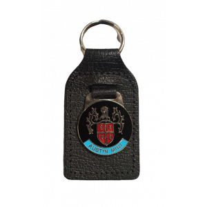 Porte clés cuir avec badge Austin Mini type blason