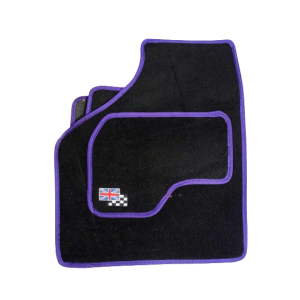 4 tapis de sol Austin Mini - Noir liseré violet - UJ/Damier
