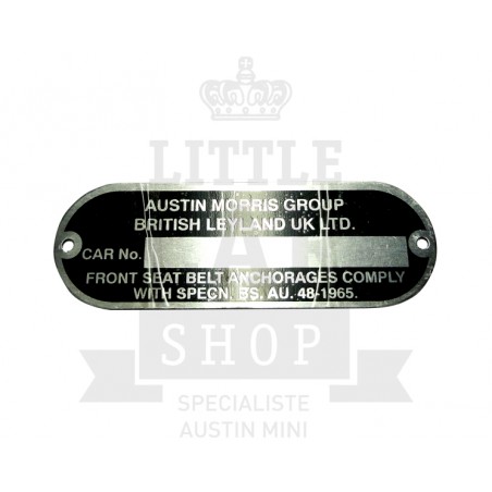 Plaque pour numéro chassis Austin Morris-Austin Mini