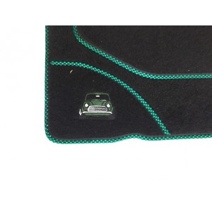 4 tapis de sol (noir) liseré vert/noir-Austin Mini