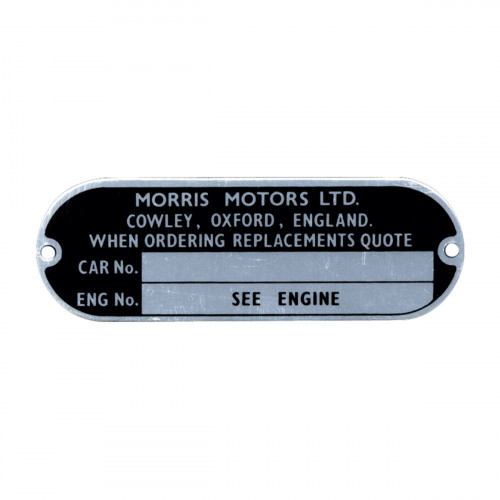 Plaque pour numéro chassis Morris-Austin Mini